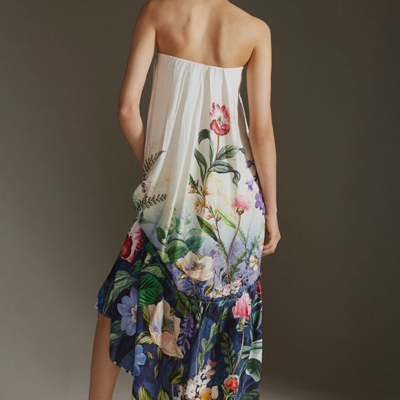 ANTHROPOLOGIE Strapless Maxi Dress, Ivory Floral, NWT! - Picture 2 of 14